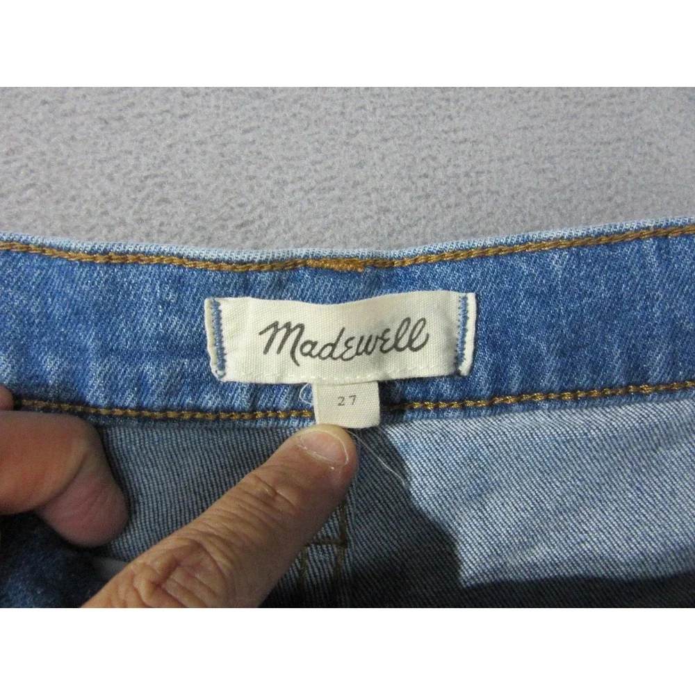 Madewell Shorts Womens 27 Blue Denim Patchwork Frayed Raw Hem High Rise Festival